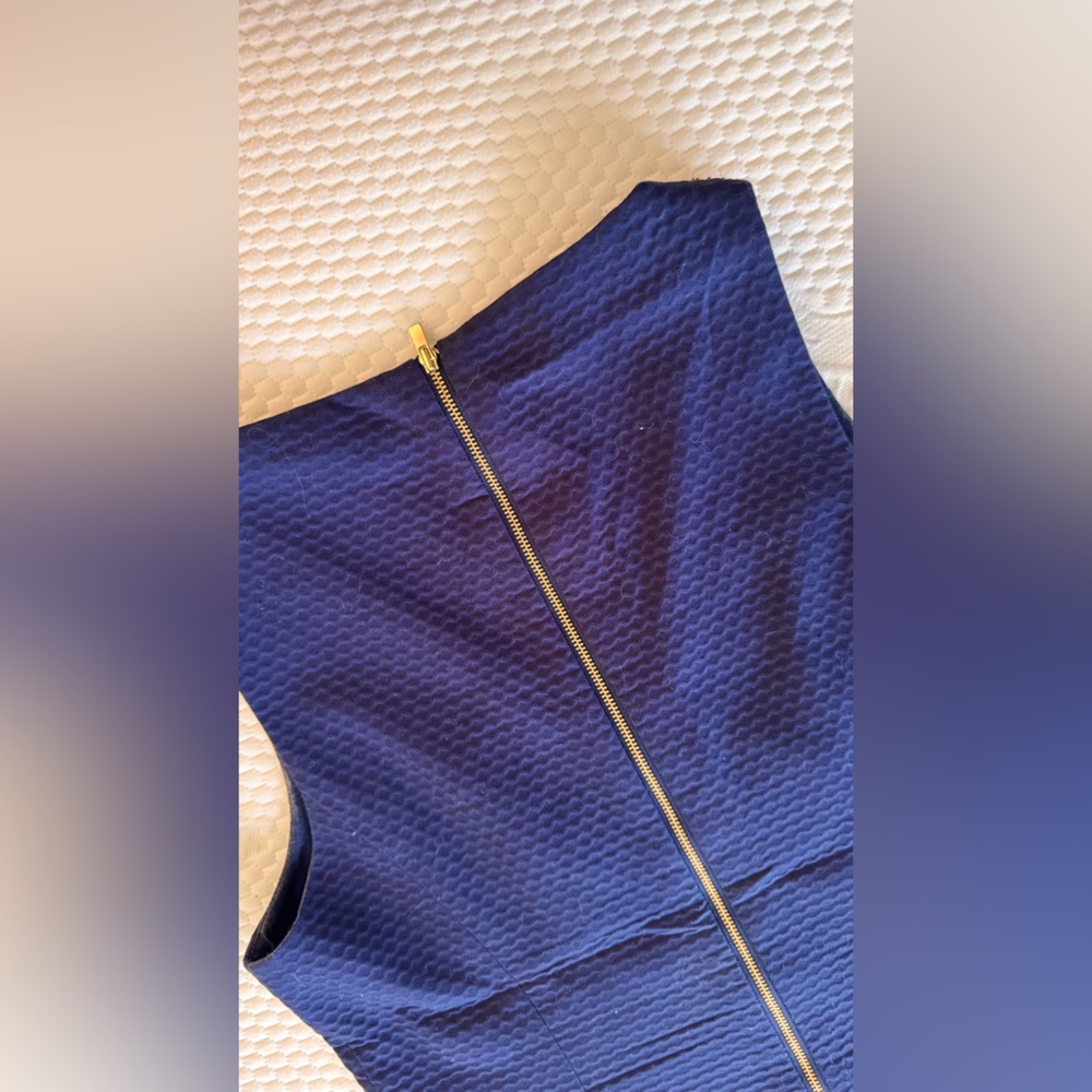 LILLY PULITZER Gabby Embroidered Beaded Navy Blue Mini Sleeveless Shift Dress - Picture 9 of 13